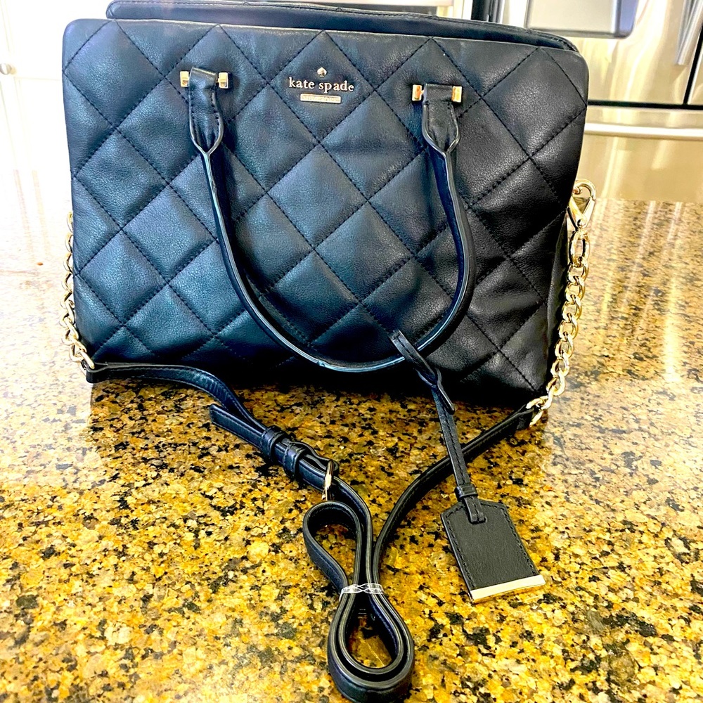 Kate Spade- quilted matte black bag